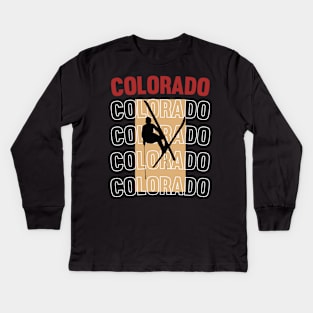 Colorado skiing ski vintage 80's  90's sports Kids Long Sleeve T-Shirt